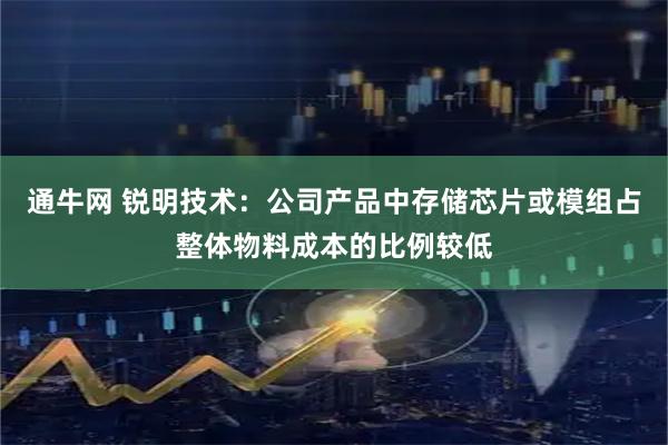 通牛网 锐明技术：公司产品中存储芯片或模组占整体物料成本的比例较低